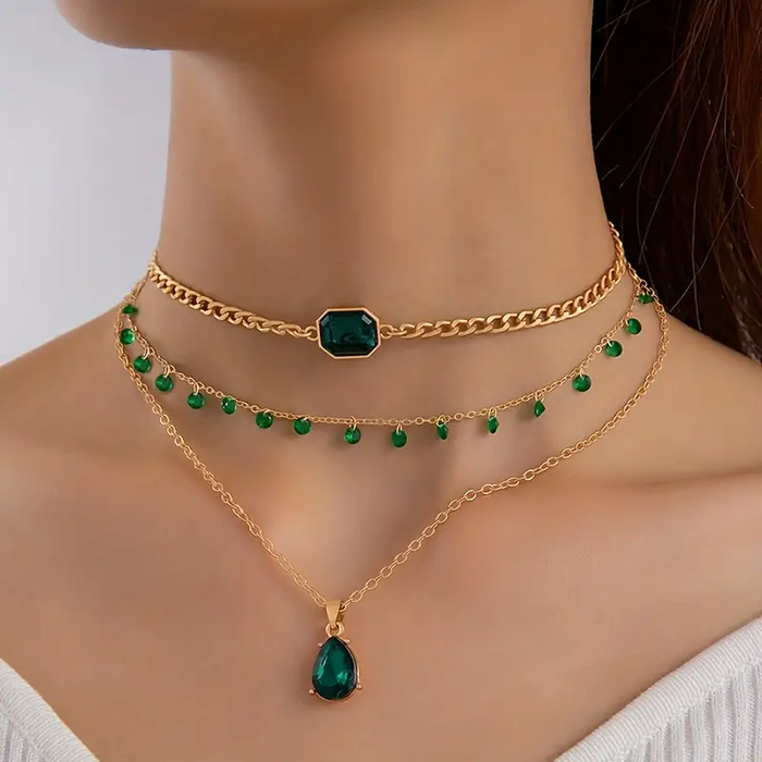 Bohemian Gemstone Necklace (3pc)