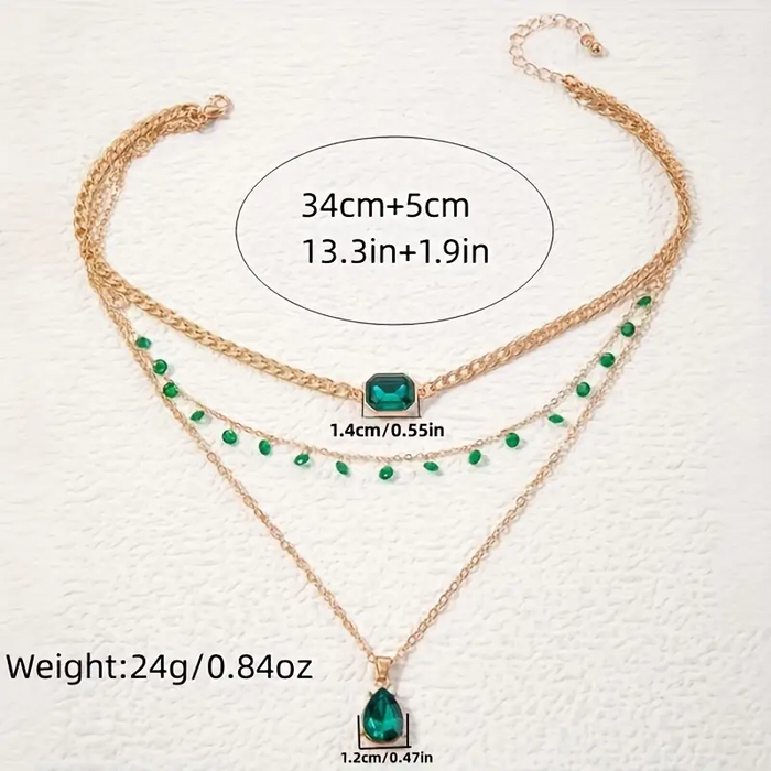 Bohemian Gemstone Necklace (3pc)
